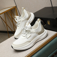Chaussures de sport respirantes pour hommes en maille ajourée, à lacets, amortissantes, antidérapantes, à semelle épaisse, pour la marche en extérieur et la course à pied