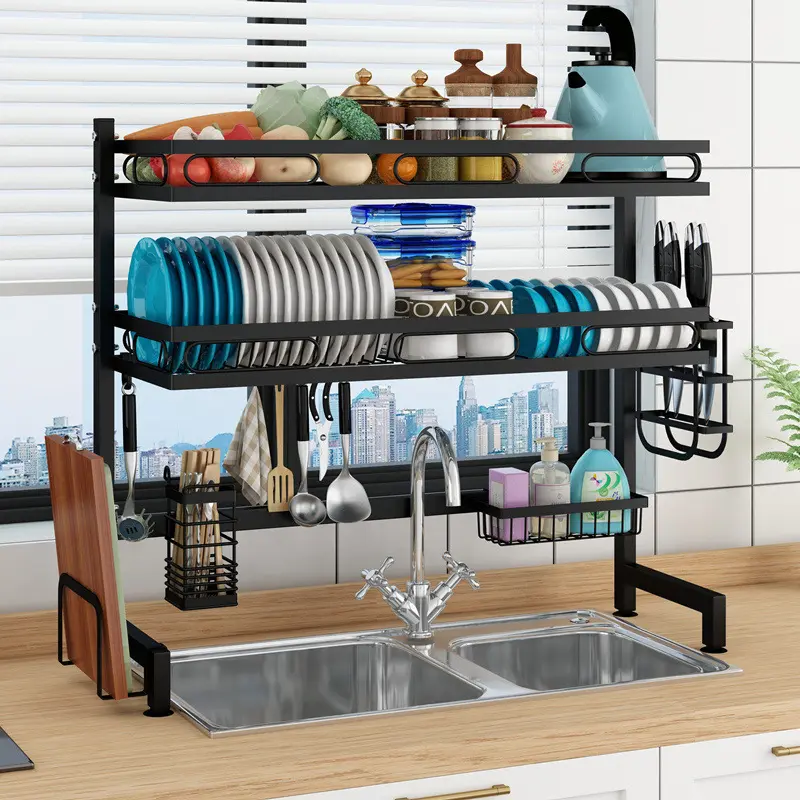 2021 Hot sale stainless steel 3 tier dish drying rack over the sink dish drying rack