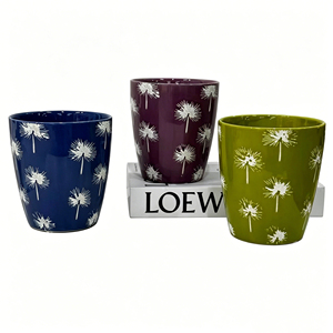 Pots à fleurs en céramique coniques de haute qualité à motif pissenlit multicolore pour la culture intérieure, la décoration de la maison et l'aménagement de bureaux - Product Image 1