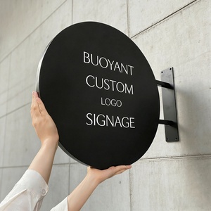 Letrero Colgante Exterior con Logotipo Comercial Impreso Personalizado, Letrero Redondo Tipo Blade para Publicidad Exterior en Tiendas y Comercios - Product Image 5