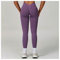 Leggings Deportivos Seamless con Espalda en V, Logotipo Personalizado, Efecto Push-Up y Levantamiento de Glúteos, para Yoga y Gimnasio, para Mujer
