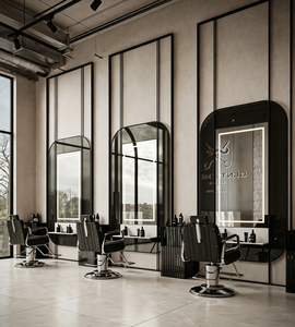 Mobiliario de Lujo para Barbería Masculina: Diseño Industrial Moderno para Salón de Estética, Acero Inoxidable, Diseño Personalizado para Tiendas - Product Image 1