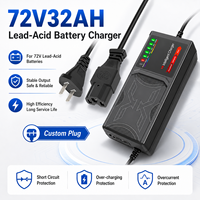 Chargeur de batterie au plomb 72V 32AH en gros, intelligent, 350W, avec indicateur LED, option de prise personnalisée, pour vélo électrique et trottinette