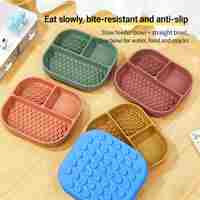 Bol de Nourrissage Lent en Silicone Personnalisé pour Animaux de Compagnie, 3 Compartiments Anti-ballonnements, avec Base à Ventouse pour Chiens et Chats