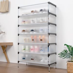 <span class=keywords><strong>Zapatero</strong></span> de 7 niveles 18-25 pares Gabinete de ahorro de espacio <span class=keywords><strong>Zapatero</strong></span> de <span class=keywords><strong>tela</strong></span> transparente a prueba de polvo para armario de entrada - Product Image 5