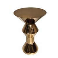 Table haute ronde de luxe en acier inoxydable doré