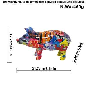 Statut d'ornement de cochon en résine colorée pour décoration d'entrée d'armoire à vin idée de cadeau de Noël transfrontalier - Product Image 6