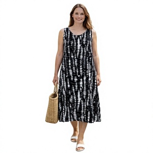 Vente en gros : Robe élégante pour femme, motif floral abstrait, longueur genou, taille haute, confortable, tenue quotidienne, silhouette décontractée, vacances - Product Image 1