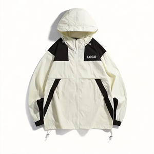 Veste d'extérieur à capuche pour homme, col montant, fermeture éclair, imperméable, coupe-vent, manteau de randonnée, sur mesure, grandes tailles, vêtement décontracté, vente en gros USA - Product Image 1