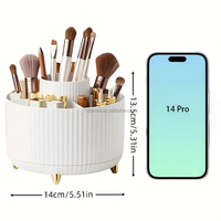 Portable en plastique organisateur de bureau rotatif maquillage porte-brosse cosmétique boîte de rangement stylo bureau papeterie salle de bain commode