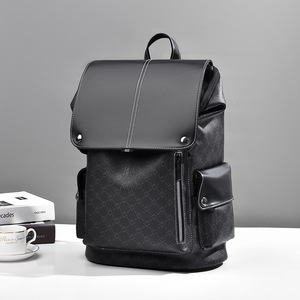 ChuongKaiye Men's <b>Backpack</b> 16-Inch Laptop Bag <b>Large</b> Capacity Casual Business Travel <b>Backpack</b> With Letter Pattern PVC Material - Product Image 4