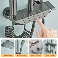 Ensemble de robinetterie de douche multifonction OEM en aluminium spatial avec barre coulissante encastrée, pour vente en gros
