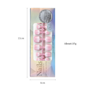 Lot de 120 faux ongles de manucure et pédicure, design français, courts, carrés, à presser, pour la beauté des ongles - Product Image 6