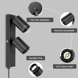 ไฟสปอตไลท์ติดเพดาน GU10 แบบขายตรง ดีไซน์ทันสมัย ปรับได้ 2 ทิศทาง ติดผนังสีดำ วัสดุเหล็ก 3CCT สำหรับห้องนั่งเล่น ห้องนอน โรงแรม - Product Image 3