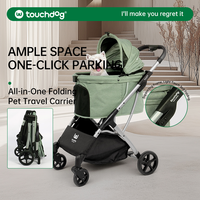 TOUCHDOG Grand chariot pliable pour animaux de compagnie, pour chiens et chats, avec maille respirante, chariot à 4 roues, chariot pour animaux de compagnie, sac de transport pour animaux de compagnie