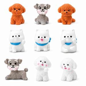 Figurines de chiens miniatures en résine en gros, adorables chiots assortis pour jardins féeriques, miniatures pour maisons de poupées, micro-paysages, décoration DIY pour la maison - Product Image 1