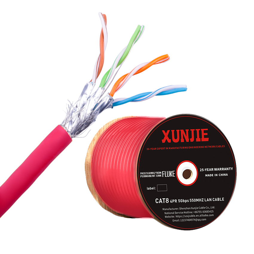 XUNJIE Заводская поставка SFTP Cat8 305 м сетевой кабель Rj45 разъем 500 м Cat 8 Ethernet кабель