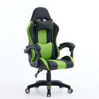 Chaise de jeu ergonomique au design inspiré des courses, en cuir PVC vert, réglable, pour bureau à domicile