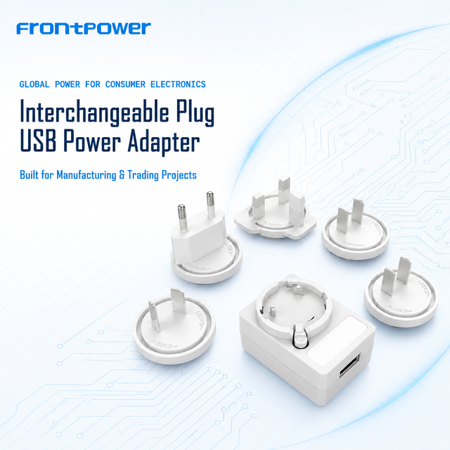 USB-A 12W 5V 1A 1.5A 2A 2.4A 2.5A 3A Series Power Adapter Level VI Interchangeable Type Charger for Consumer Electronic Devices