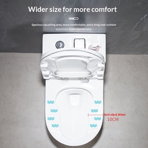 <span class=keywords><strong>WC</strong></span> monobloc en céramique à <span class=keywords><strong>double</strong></span> chasse, deux-en-un, à poser au sol, avec abattant de siège - Product Image 5
