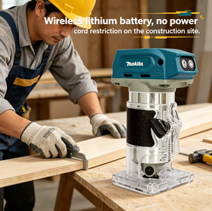 Routeur portatif Makita à batterie lithium pour le travail du bois, idéal pour le dégrossissage, le rainurage et la sculpture des panneaux de bois domestiques, dégrossisseur portatif - Product Image 1