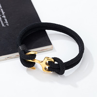 Bracelet en corde milanaise pour couple, en acier inoxydable plaqué or, avec ancre de bateau et paracorde, idéal pour le camping en plein air – Meilleure vente pour homme