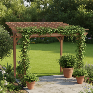 Pérgola de Madera Marrón de 12 x 10 Pies para Jardín, Patio o Terraza, Soporte para Plantas Trepadoras, Gazebo de Estilo Clásico, Independiente - Product Image 2