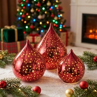 Boule de verre rouge avec lumière LED pour la décoration de Noël et la décoration de la maison