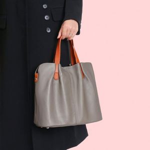 Của phụ nữ chính hãng da cao cấp công suất lớn Sling <span class=keywords><strong>Bag</strong></span> Top Grain da <span class=keywords><strong>tote</strong></span> <span class=keywords><strong>bag</strong></span> với màu sắc tương phản - Product Image 2