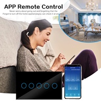 Interrupteur intelligent WiFi 147 avec panneau tactile, commande vocale Alexa, 10A 240V, plaque murale en verre trempé, compatible EU/UK/US, Smart Life