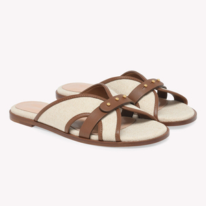 Sandales plates personnalisées en toile pour femmes, bout rond, décontractées, plage, été, extérieur, simples, <span class=keywords><strong>2026</strong></span> - Product Image 2