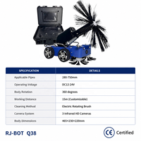 Robot de nettoyage de conduits RJ-BOT Q38 avec système de brosses rotatives, robot de nettoyage de conduits de ventilation, robot de nettoyage de conduits d'air conditionné