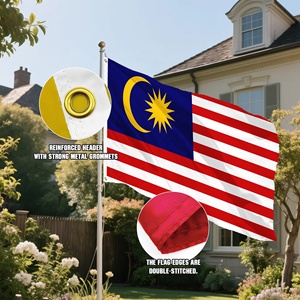 Bandera Nacional de Malasia Personalizada al por Mayor, 90x150cm, Bandera Malasia Jalur Gemilang con Círculo y Estrella de 14 Puntas, Franjas, Poliéster 100D - Product Image 5