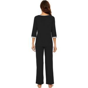 Pyjamas personnalisés pour femmes en viscose de bambou, manches 3/4, vêtements de nuit rafraîchissants avec poches, tailles S à XXL - Product Image 1