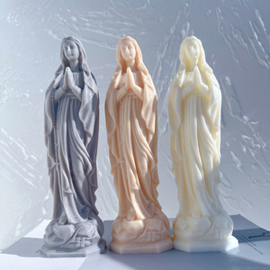Stampo in Silicone per Candele a Forma di Statua della Vergine Maria, Figurine Cattoliche della Beata Vergine Maria, Stampo per Candele Nostra Signora di Lourdes - Product Image 1