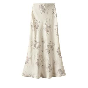 <span class=keywords><strong>กระโปรง</strong></span>สามส่วนหางปลาสไตล์จีนสำหรับผู้หญิง<span class=keywords><strong>กระโปรง</strong></span><span class=keywords><strong>ยาว</strong></span>ปานกลางพิมพ์ลายดอกไม้ผ้าซาตินยืดหยุ่นเล็กน้อย - Product Image 4