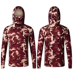เสื้อตกปลาป้องกันแสงแดดแบบสั่งทำพิเศษ แขนยาว มีฮู้ดพร้อมหน้ากากปิดจมูก UPF50+ เสื้อสำหรับกิจกรรมกลางแจ้ง ป้องกันรังสียูวี ขายส่งแบบ OEM - Product Image 1