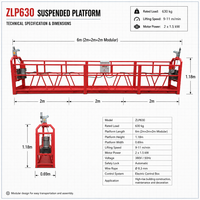 Plateforme suspendue série ZLP 630KG 800KG en acier peint par pulvérisation pour projets de décoration murale extérieure
