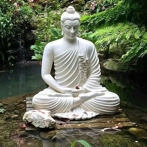 Sculpture de <span class=keywords><strong>Bouddha</strong></span> <span class=keywords><strong>en</strong></span> marbre de <span class=keywords><strong>pierre</strong></span> naturelle sculptée à la main, siège de lotus, décoration de temple de jardin, taille personnalisée BLVE - Product Image 3