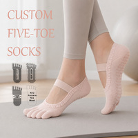 Chaussettes de yoga et de pilates en coton doux de haute qualité, antidérapantes, à cinq doigts, pour le sport