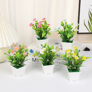 Plantes artificielles en pot Yiwu Datuo, marguerites, 12x16 cm, PVC, décoration pour la maison et le bureau, verdure, plante d'intérieur - Product Image 1