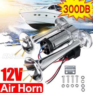 Bocina de Aire Súper Potente de 300DB con 2 Trompetas y Compresor de 12V para Coche, Camión, Barco, Tren - Claxon de Señalización Sonora para Automóvil - Product Image 1