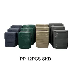 Factory Wholesales PP 12 Pcs Luggage Sets SKD SEMI FINISHED Carry On Tourist Trolley Bag 18"~29" semi-finished Luggage Sets