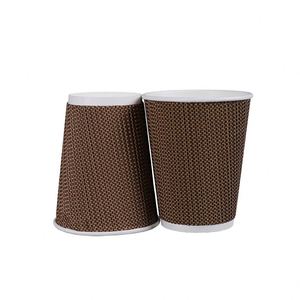 Gobelet à thé ondulé à prix abordable, 12 oz, avec logo personnalisé imprimé sur le côté, vente en gros, en carton, pour soupes chaudes et aliments, avec couvercles à bec. - Product Image 3