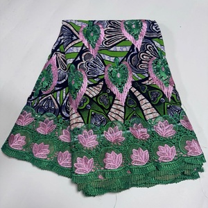 Wax African Cotton Fabric With <strong>Embroidery</strong> Laces African With <strong>Embroidery</strong> Lace <strong>Material</strong> Sewing French Lace Fabric for Dress - Product Image 1