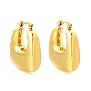 Pendientes de moda chapados en oro de 18 quilates, con diseño hueco de burbuja, tipo aro grueso en forma de U, de acero inoxidable, joyería impermeable a la moda para mujer. - Product Image 3