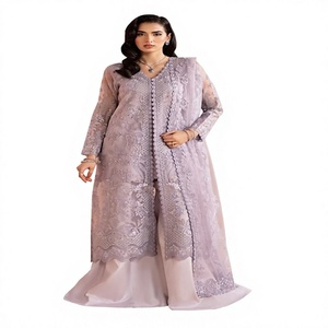 Vêtements pour femmes - Dernières créations 2026 : Salwar Kameez élégant pour femme, manches longues, motif floral, tenue modeste pour mariage et Aïd, style pakistanais - Product Image 1