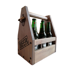 Tipo de pie Cerveza de madera Paquete de 6 Carrier Caddy Herramientas de mano Uso Cesta de mano para bebidas - Product Image 4