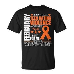 Camiseta con Lazo Naranja para Febrero, Ropa Promocional para la Concientización sobre la Violencia en las Relaciones Juveniles - Product Image 1