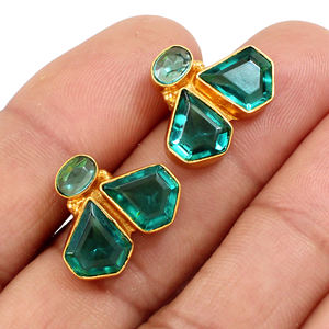 Collection de boucles d'oreilles Hydro en Apatite plaquée or pour femmes pour cadeau d'anniversaire de mariage au prix de gros - Product Image 2